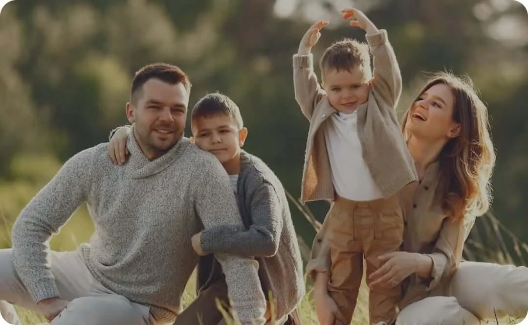 Family together outdoors